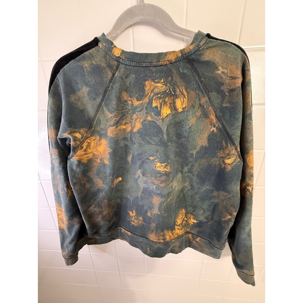 Johnny Was Los Angeles Floral Tie Dye Velvet Stripe Sweatshirt J17621-0 Teal M - Picture 9 of 9